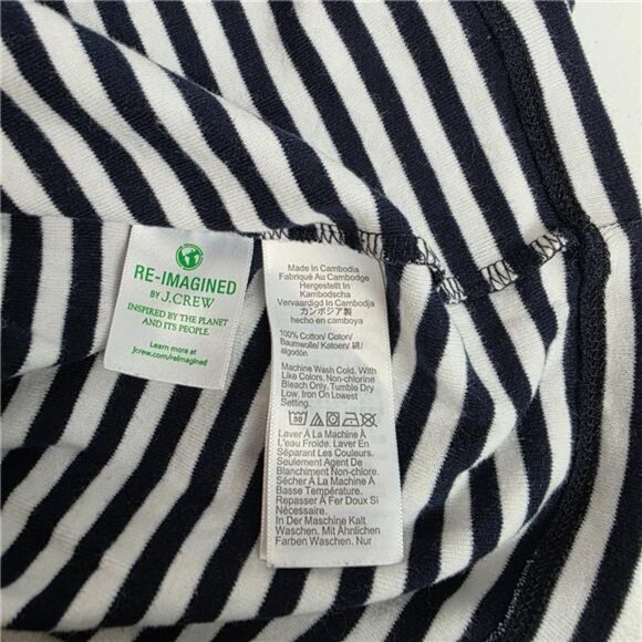 J.Crew Perfect Fit Striped Long Sleeve Shirt Size L Black White Crew Neck - Picture 6 of 7
